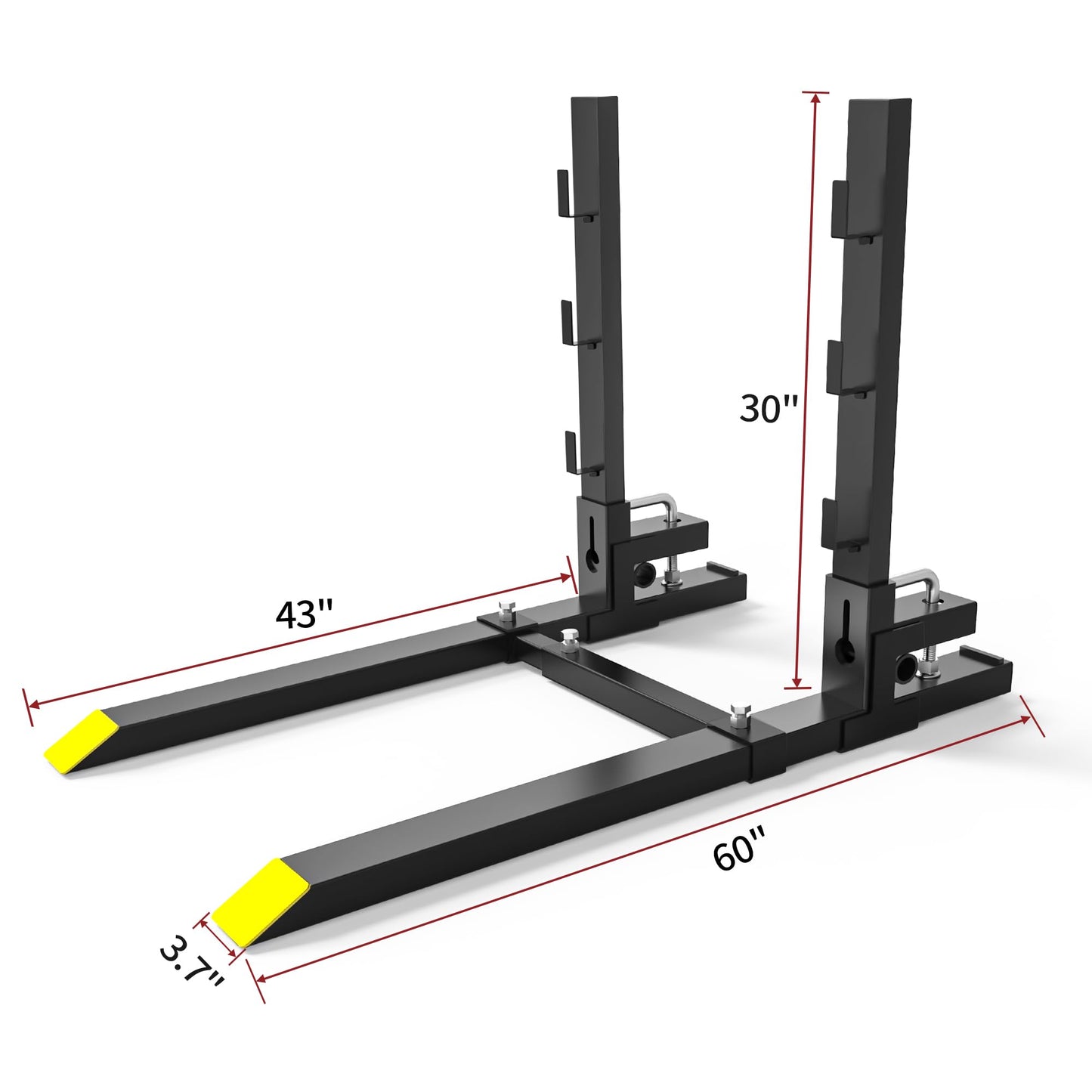 YITAMOTOR 60" Clamp on Pallet Forks, 4000lbs Heavy Duty Quick Attach Tractor Fork with Adjustable Stabilizer Bar & Anti-roll Bar for Bucket Tractor Loader Skid Steer