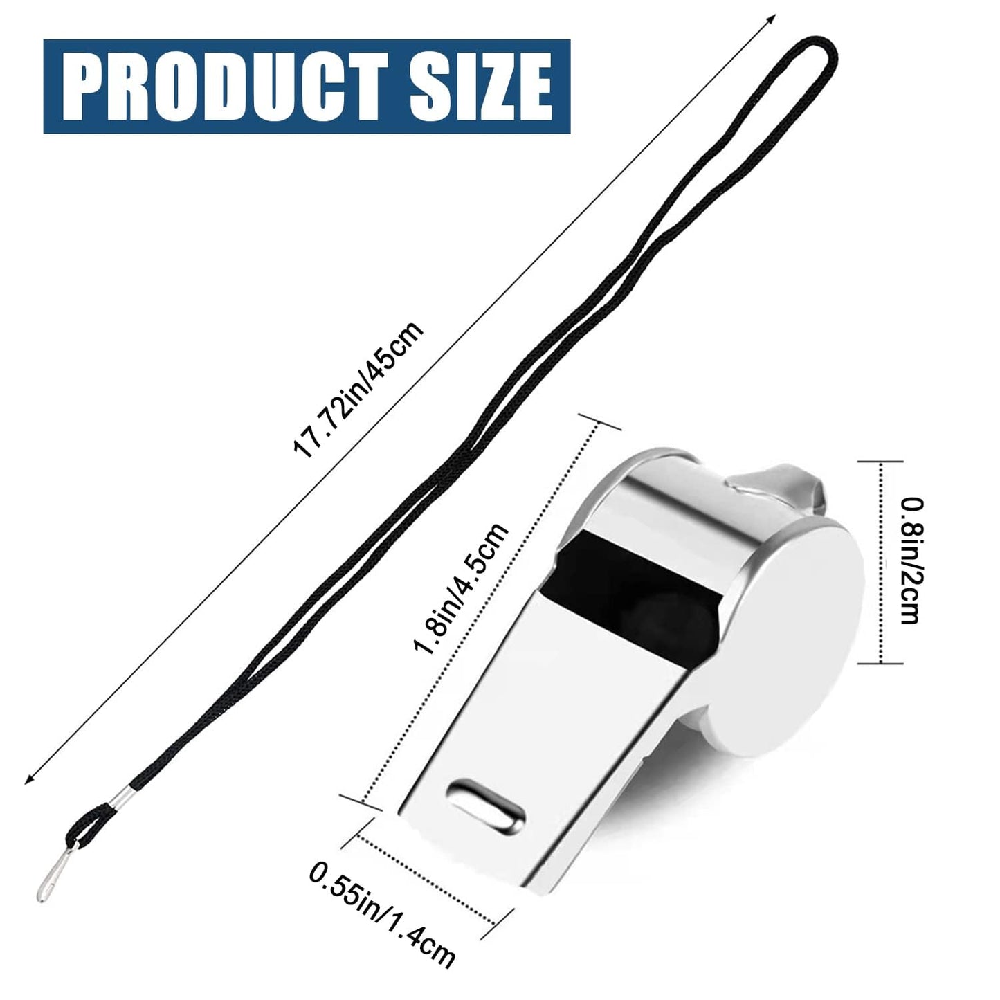 Tiankohelan Whistle for Coaches,Whistle with Lanyard for Coaches Teachers Referees Emergency Outdoor Sports(3 Pcs Loud Stainless Steel)