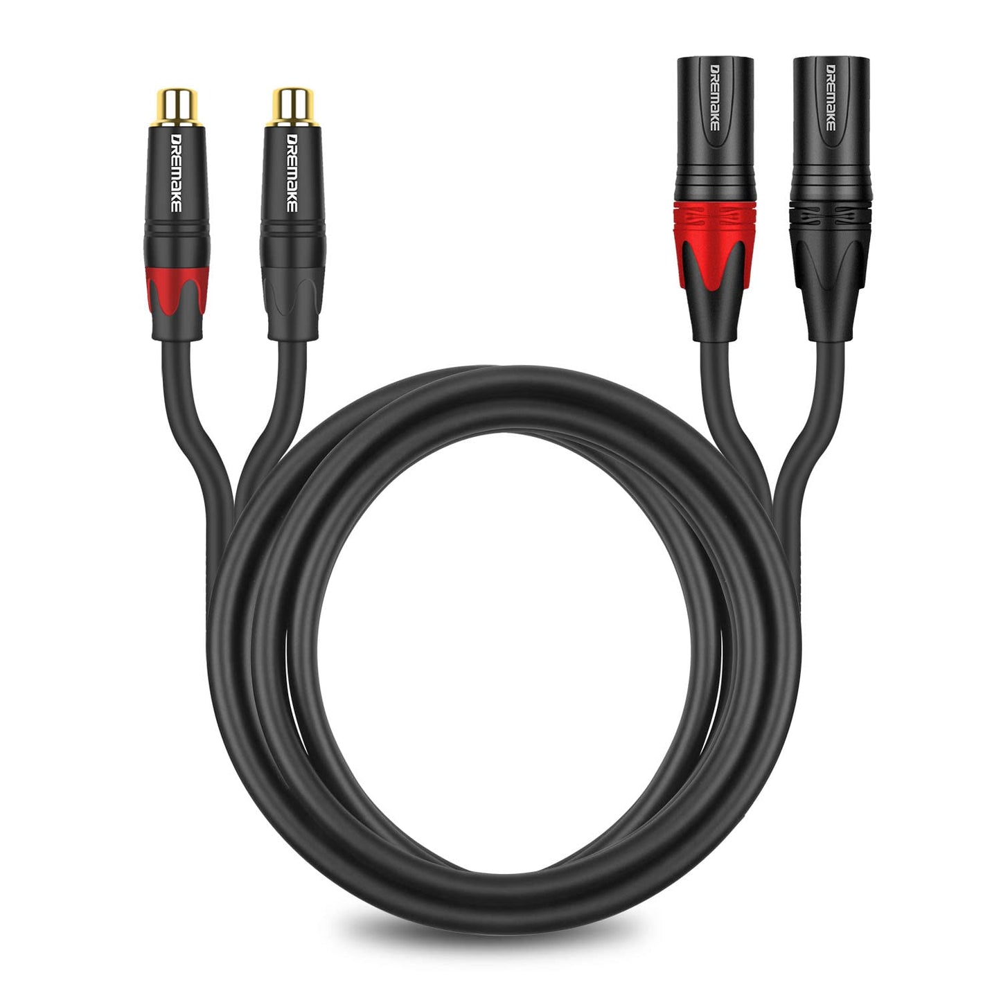 2 2 1M/3FT DREMAKE Female RCA to XLR Male Cable, Dual RCA to Dual XLR Mic Audio Extender Cable, XLR to RCA Stereo