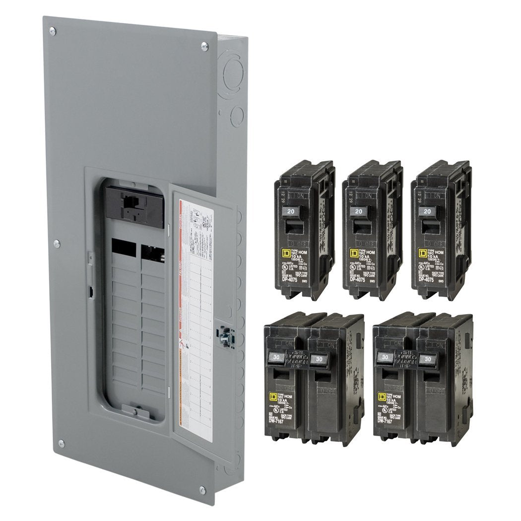 Square D - HOM2040M200PCVP Homeline 200-Amp 20-Space 40-Circuit Indoor Main Breaker Load Center Value Pack, Plug-on Neutral Ready
