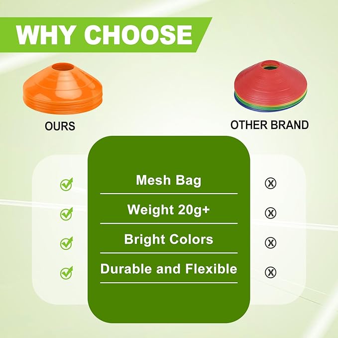 Ashsajkd(Set of 25/50/100 - Agility Soccer Cones with Carry Bag and for ï¼?Football Cones for TrainingFootball, Basketball, Coaching, Agility Cones for Indoor and Outdoor Games