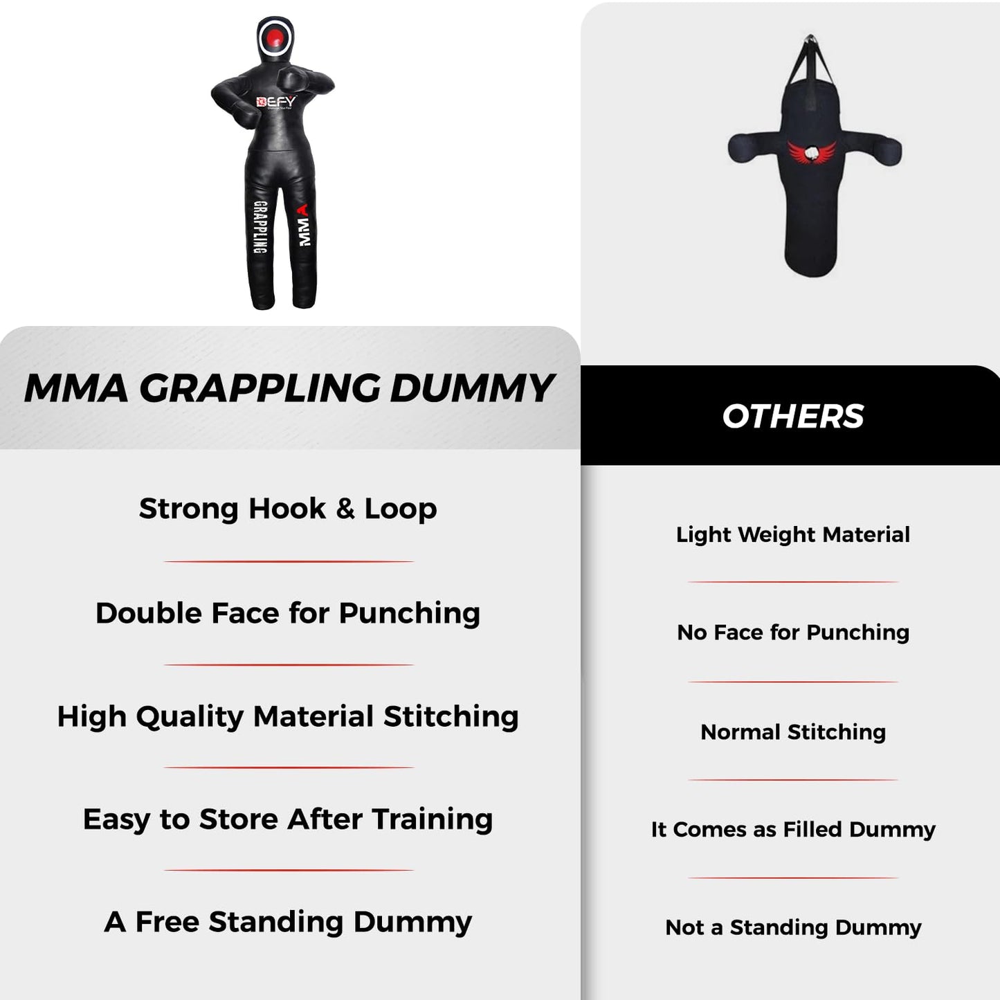 DEFY Vinyl Jiu Jitsu MMA Grappling Dummy Judo Martial Arts Punching Bag Karate (5 Feet)