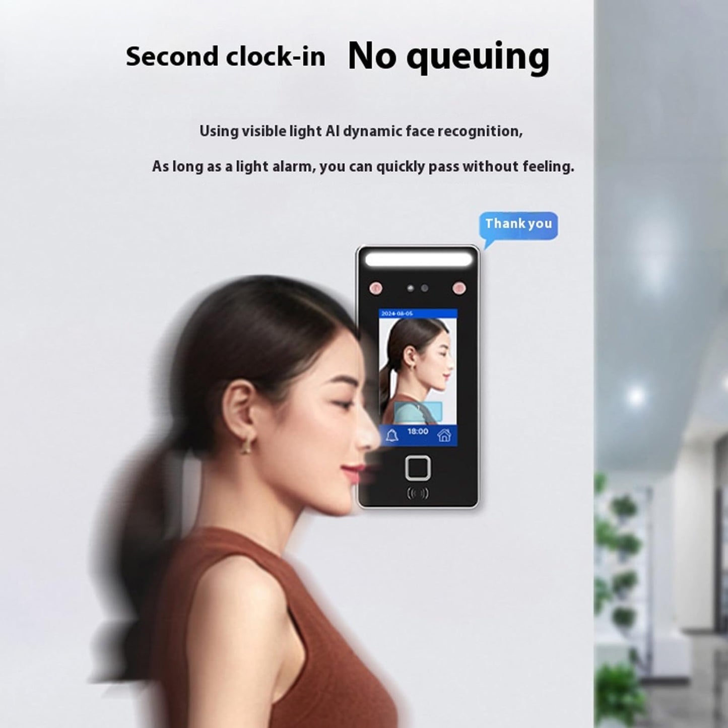 Face Recognition Attendance System, Biometric Time Clock with 4.3" LCD Display, 2000-User Capacity, Dual Camera Access Control for Offices, Hotels, Factories