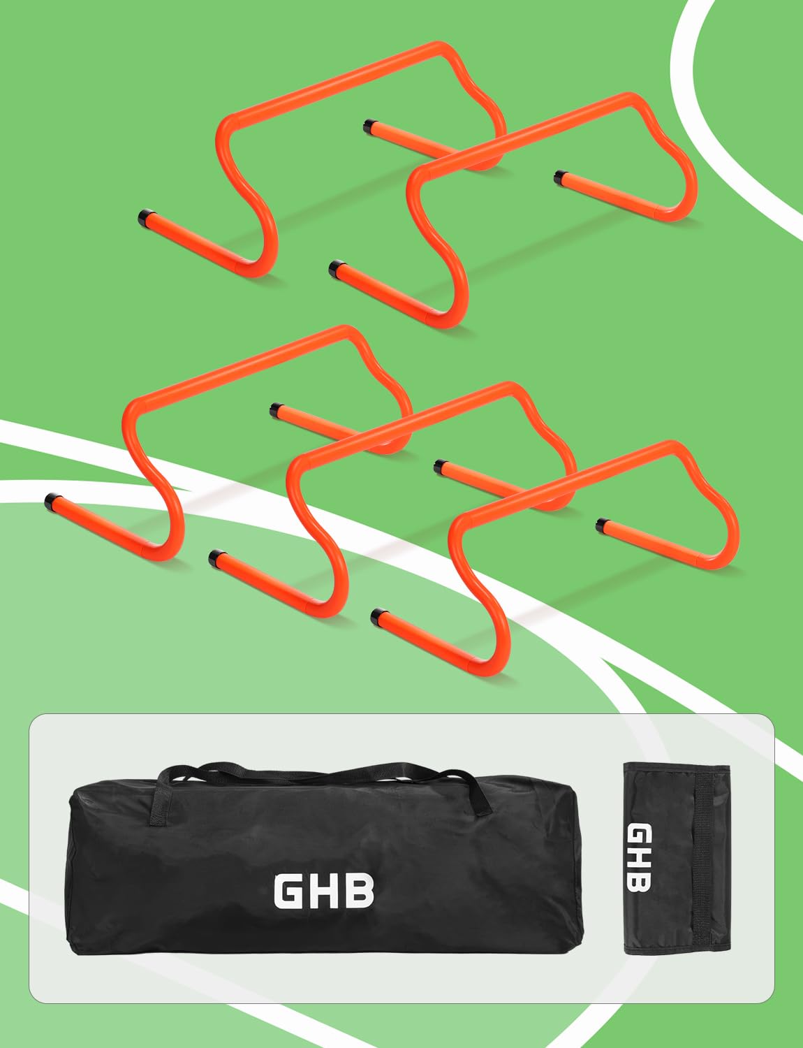 GHB 5 Pack 8" Agility Hurdles Speed Agility Training Hurdles, Detachable Sturdy Hurdles Training Equipment Set with Carry Bag for Kids,Athletes,Soccer,Basketball