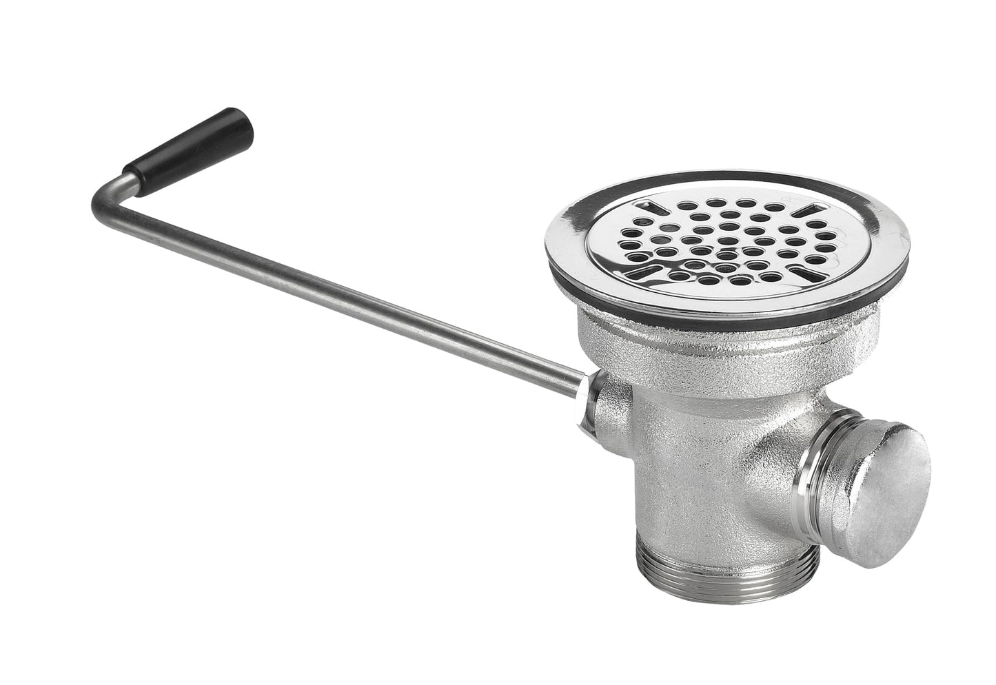 Krowne 22-201 Krowne Twist Waste Valve with 1-1/4" Overflow Outlet, 3" Sink Opening, 2" NPS Male Threaded with 1-1/2" Female Threaded Drain Outlet (no Adapter Required)