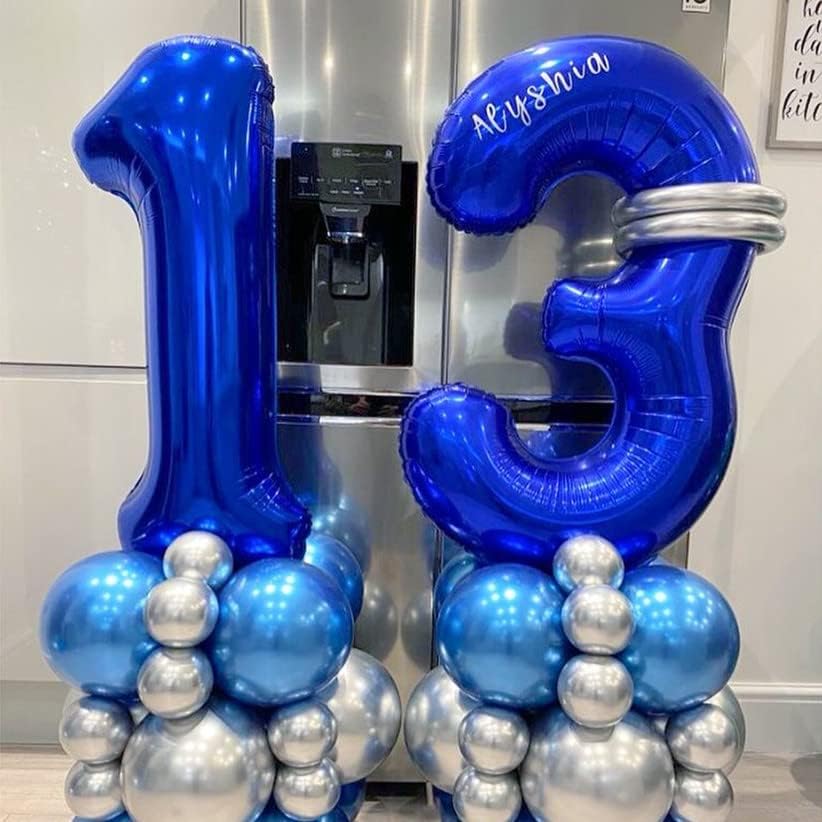 Skiennix Navy Blue Number 13 Balloons - 40 Inch Large Foil Mylar Birthday & Graduation Decorations