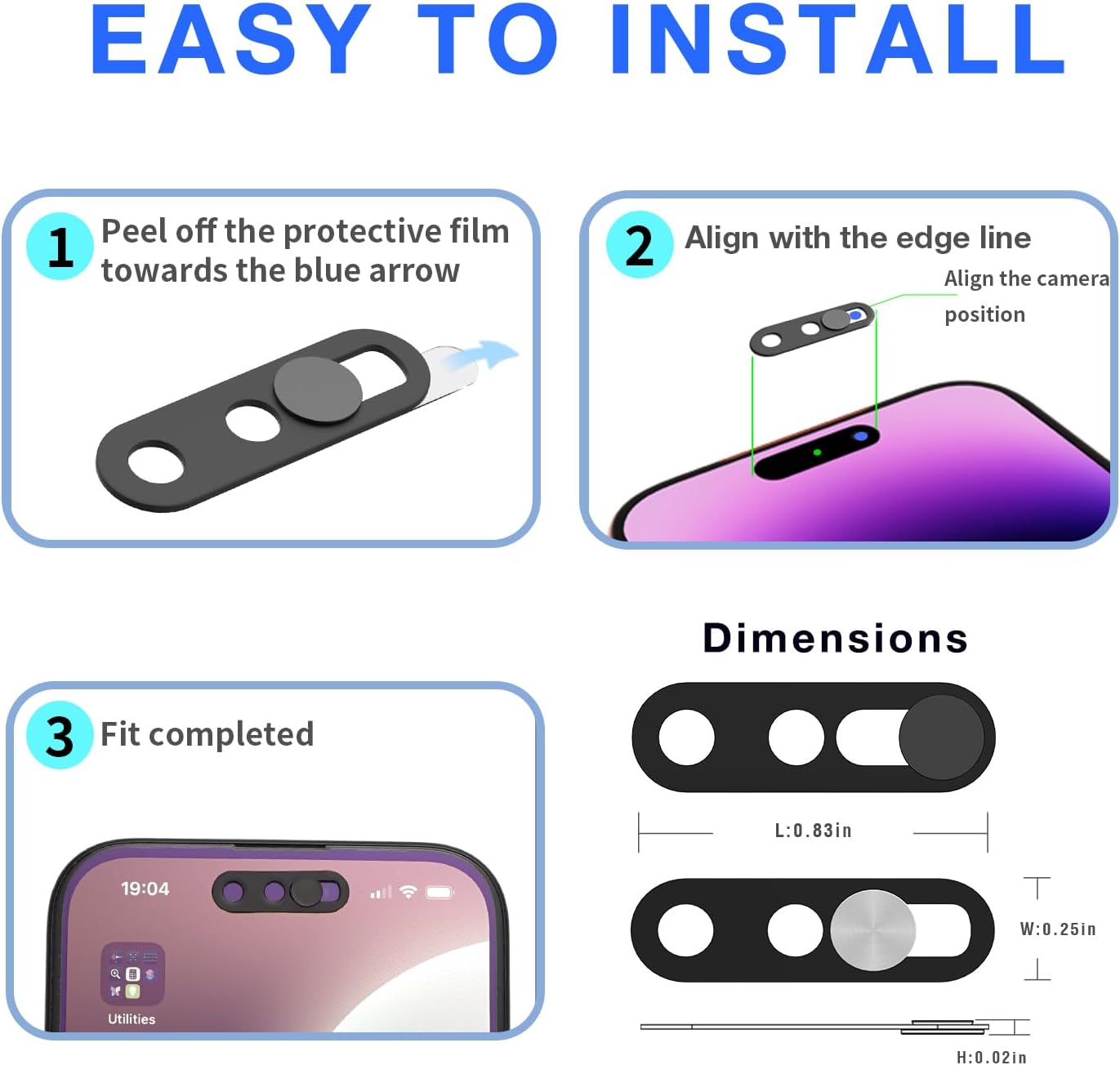 16/17 Security(2 Pack) Privacy Cover Compatible for iPhone |with Front Camera Cover,Protect Privacy and Security