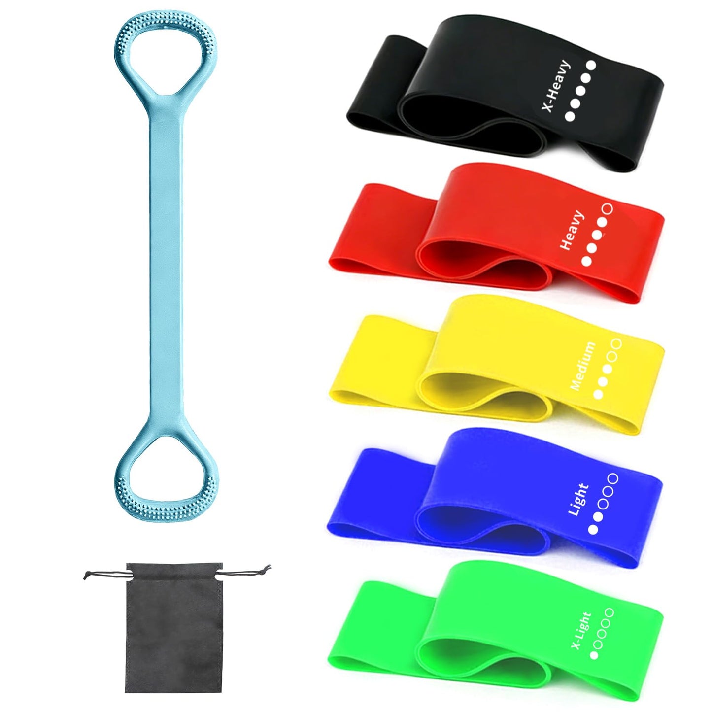 Resistance Bands for Working Out, 5 Pack Resistance Bands & 1 Pcs Elastic Pilates Flexband for Physical Therapy, Stretch Exercise Loop Bands for Yoga, Booty & Legs Strength Training