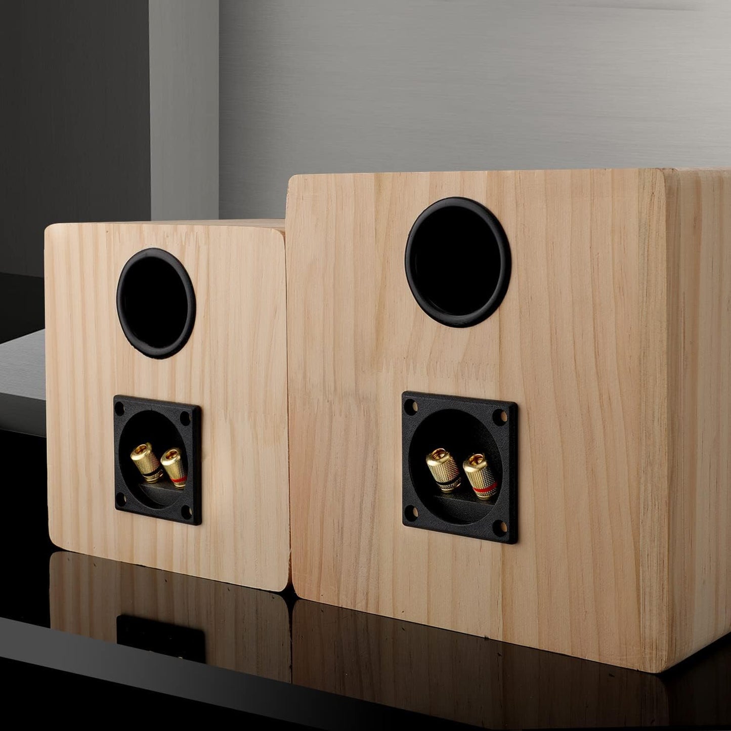 Facmogu 2PCS 2.2 Inch 2-Way Square Speaker Box Terminal Cup with Banana Plugs, Screw Type Binding Post Subwoofer Box