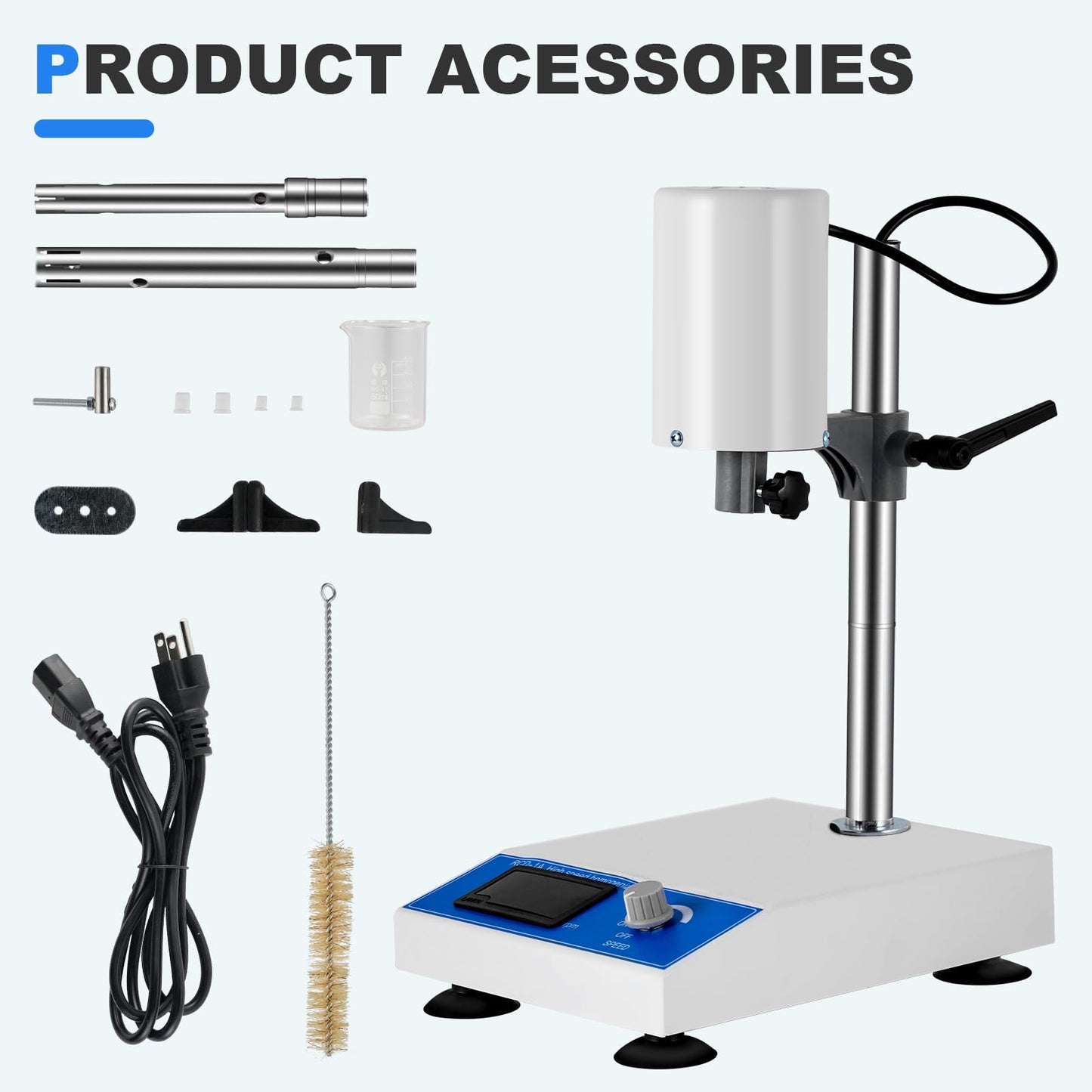 Consfly High Speed Homogenizer Lab Disperser Emulsifier 5~1500ml 110V Dispersion Mixer RCD-1A with 2 Extended Working Heads