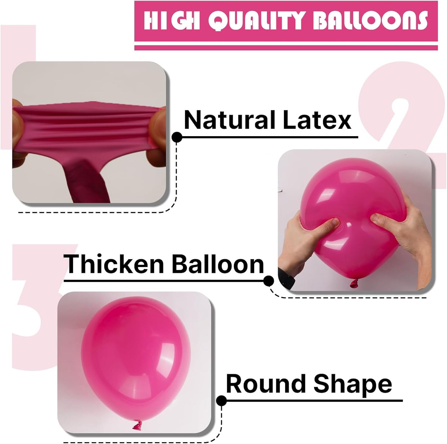 PartyWoo Hot Pink Balloons - 140-Piece Balloon Arch Kit | Various Sizes for Baby Showers & Birthdays