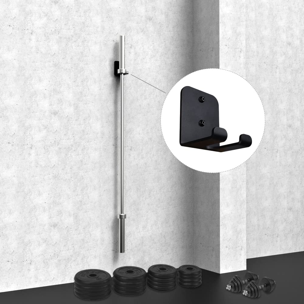 Barbell Storage Rack Wall Mount, Heavy Duty Vertical Barbell Holder Wall Barbell Hanger for Olympic Barbell, Curl bar for Space Saving Commercial or Home Gym Accessory