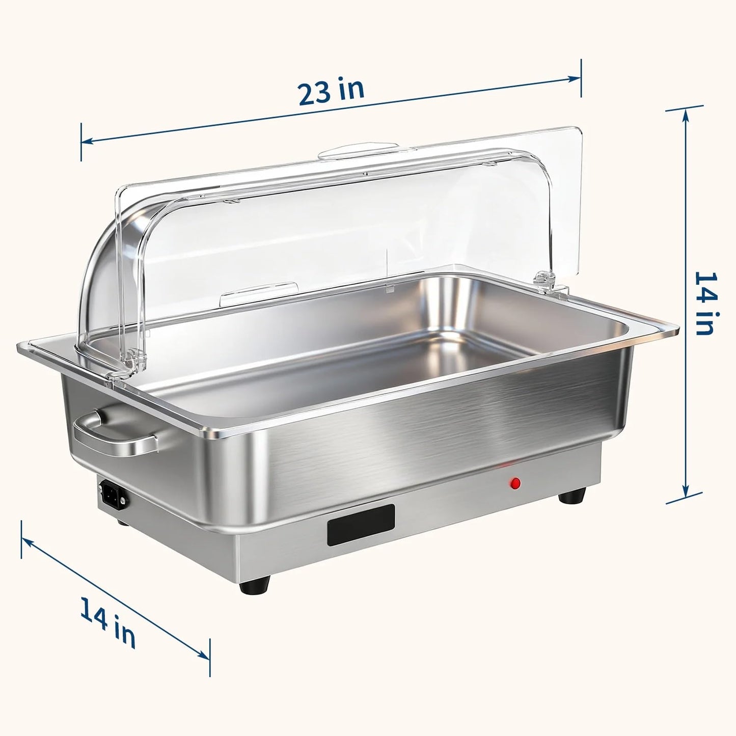 Garvee Electric Chafing Dish Buffet Set, 2 × 4.5 QT Roll Top Food Warmer with Transparent PC Lid, 400W Temperature Control 86-200°F, Stainless Steel Chafer for Catering Parties(2 Packs)