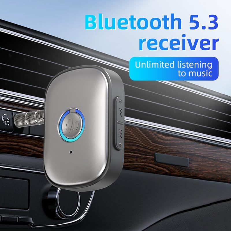 Canisflax V5.3 Bluetooth Adapter for Car, Bluetooth Receiver Wireless Audio Receiver for Car Stereo/Home Stereo/Wired