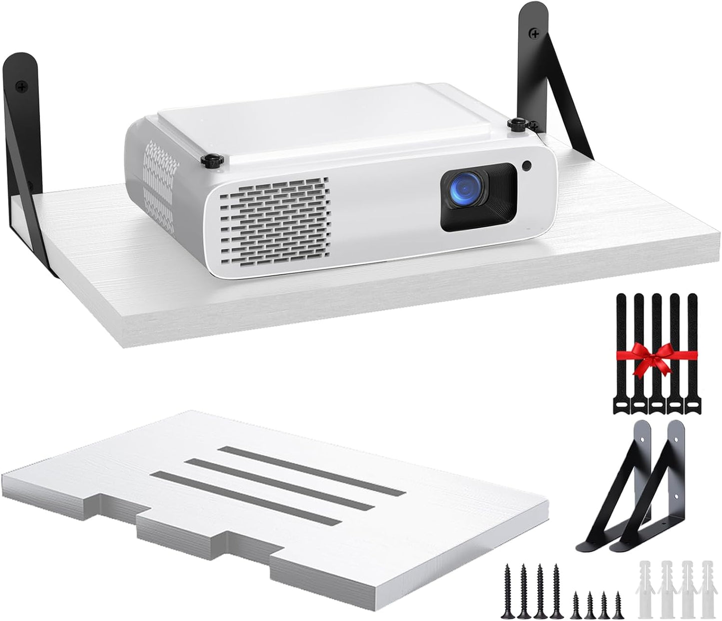 15.7" 9.8"(Lx DAWASAPAT Projector Shelf/Modem Shelf/Router Shelf/Cable Box Wall Mount/Router Wall Mount, x W) White