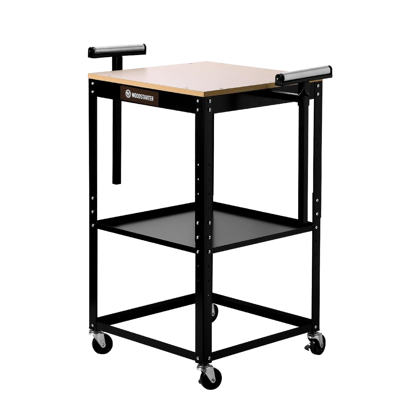 WOODSTARTER Planer Stand with Integrated Mobile Base and Storage Shelf, 58”×21”×38”, 500 lbs Load Capacity, 6 - Level Height Adjustment