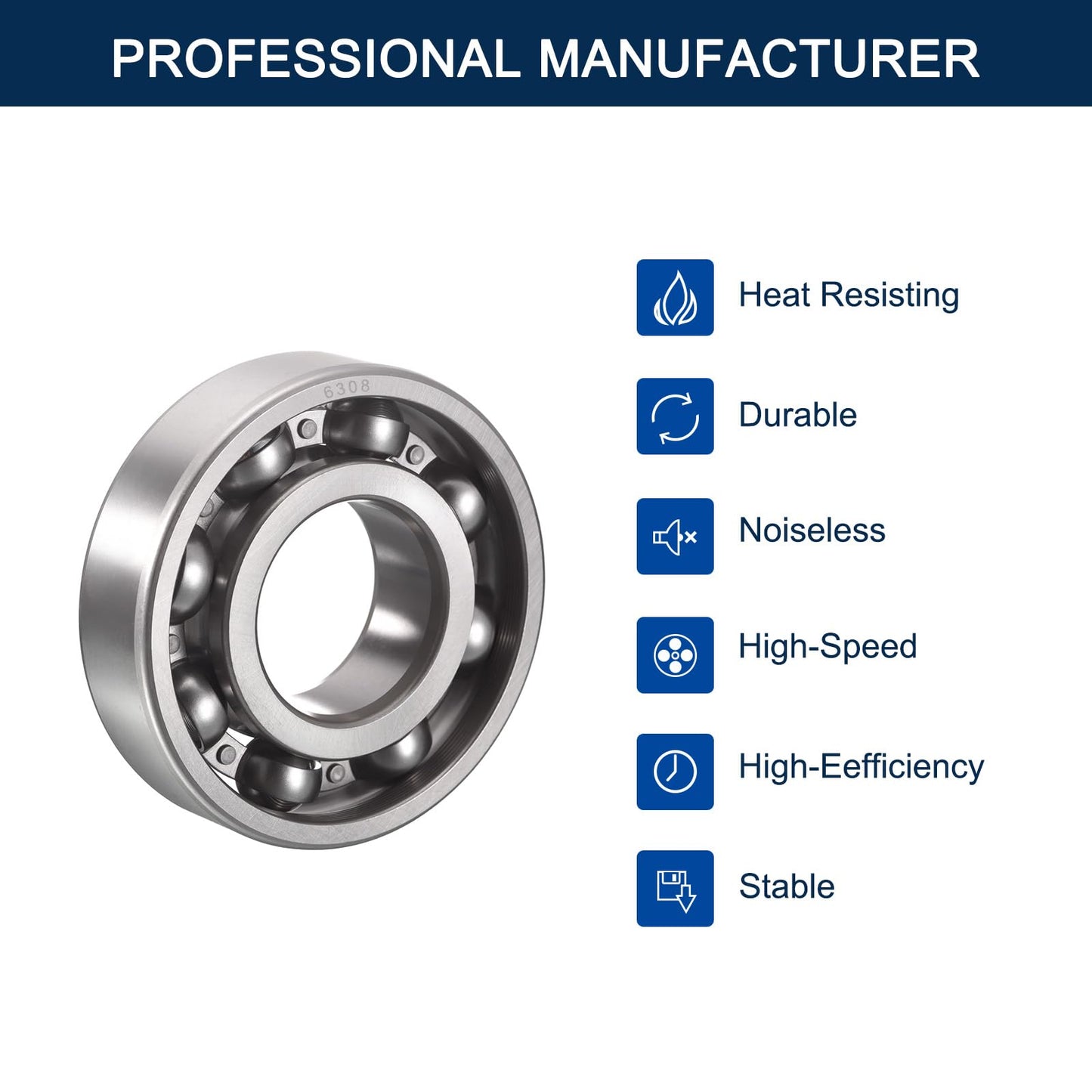 HiPicco 6308-OPEN Deep Groove Ball Bearings, I.D.=40mm, O.D.=90mm, Thickness=23mm Open Type Chrome Steel Ball Bearing Pre-Lubricated Chrome Steel Z2 Lever