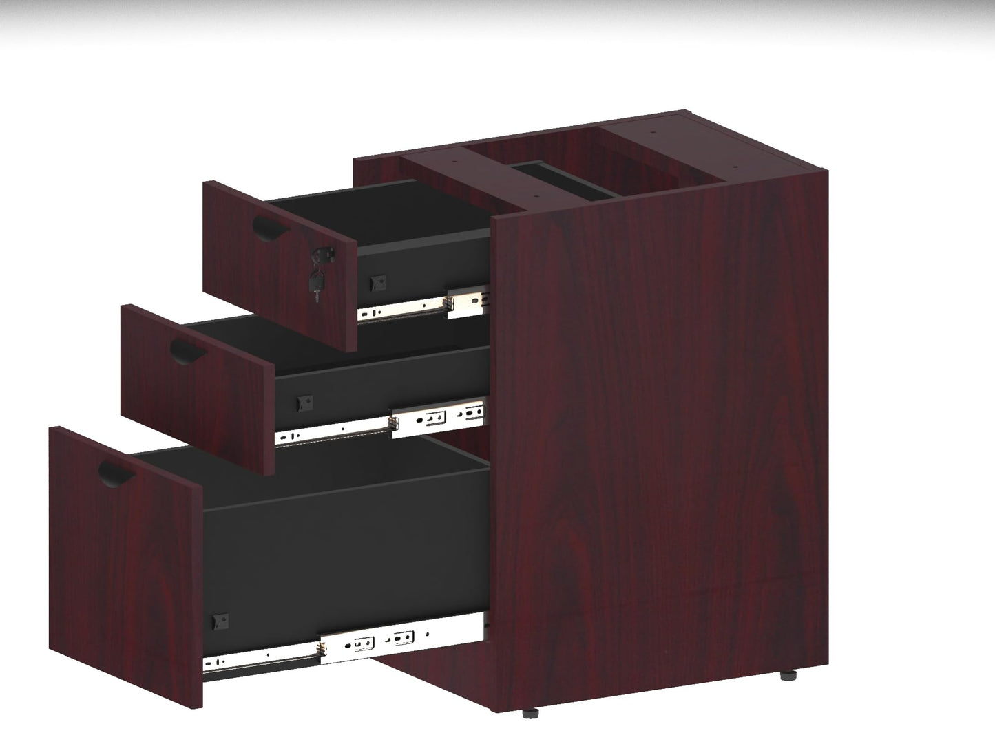 Boss Office Products Belarus Executive U-Shape Curved Bow Desk with Hutch and File Storage Pedestal, 71", Mahogany