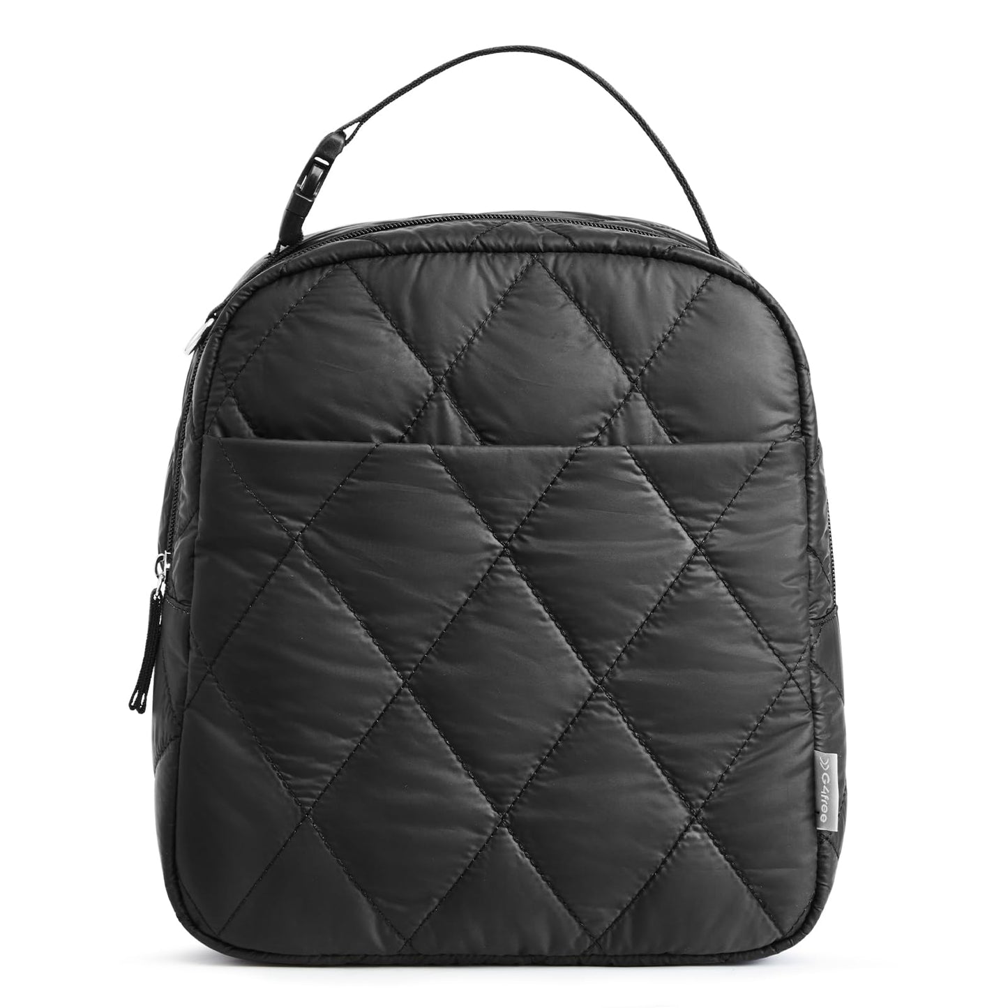 G4Free Large Insulated Lunch Bag, Leakproof Quilted Lunch Box Women Men, Reusable Puffer Lunch Bag For Work Picnic Travel, Black