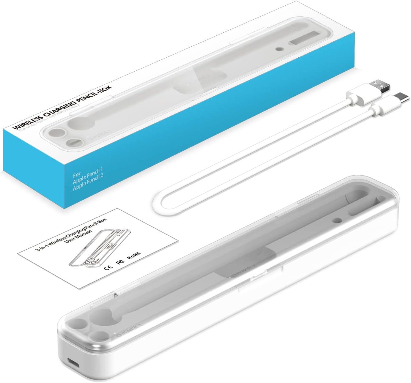AreMe 2 1 2nd 1st 2nd in Charging Case Compatible with Apple Pencil and Generation, Magnetic Wireless Charger Dock