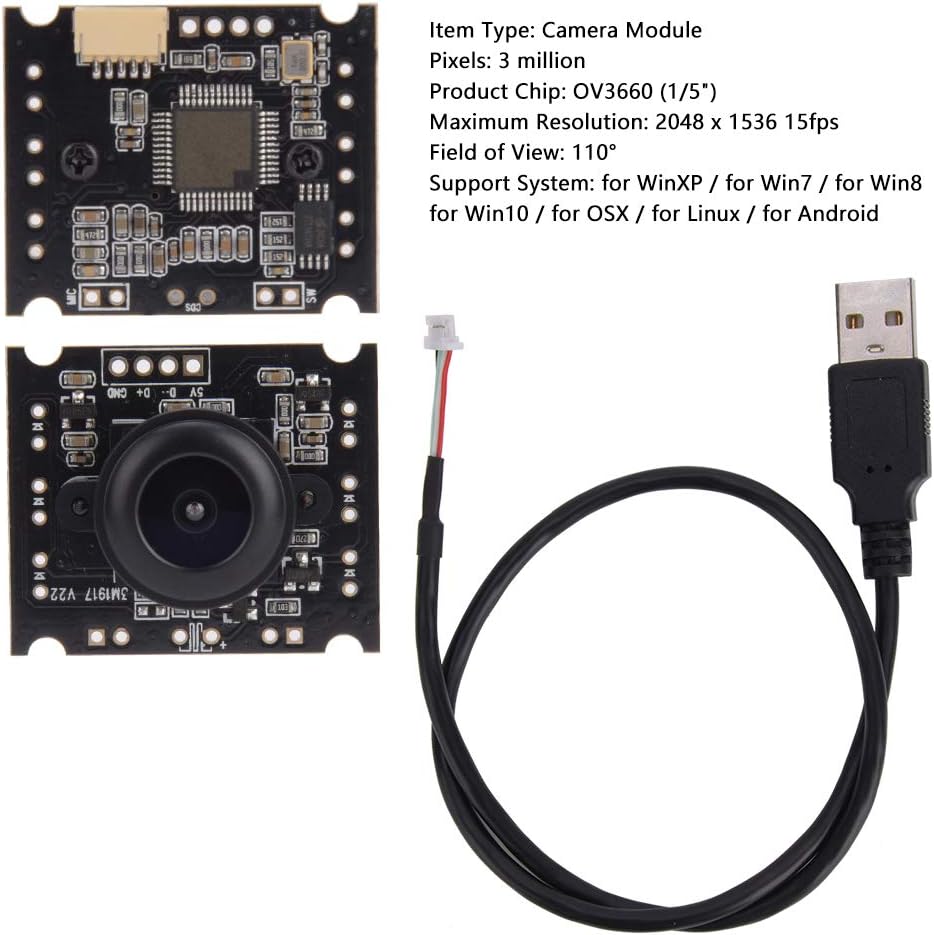Eujgoov 110 OV3660 2048 1536 15 USB Camera Module Wide Angle Lens USB Camera Module Chip X Frames Per Second Support