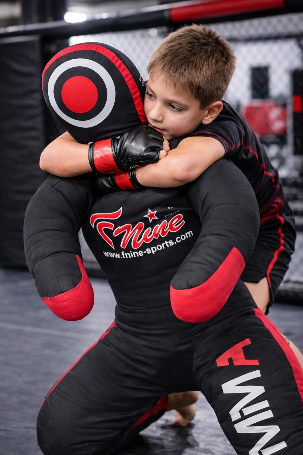 MMA Grappling Dummy, for Judo, Wrestling, Brazilian Jiu Jitsu, Submission and Throwing UNFILLED Canvas Bag (Black Red, 47 Inches (4 feet))