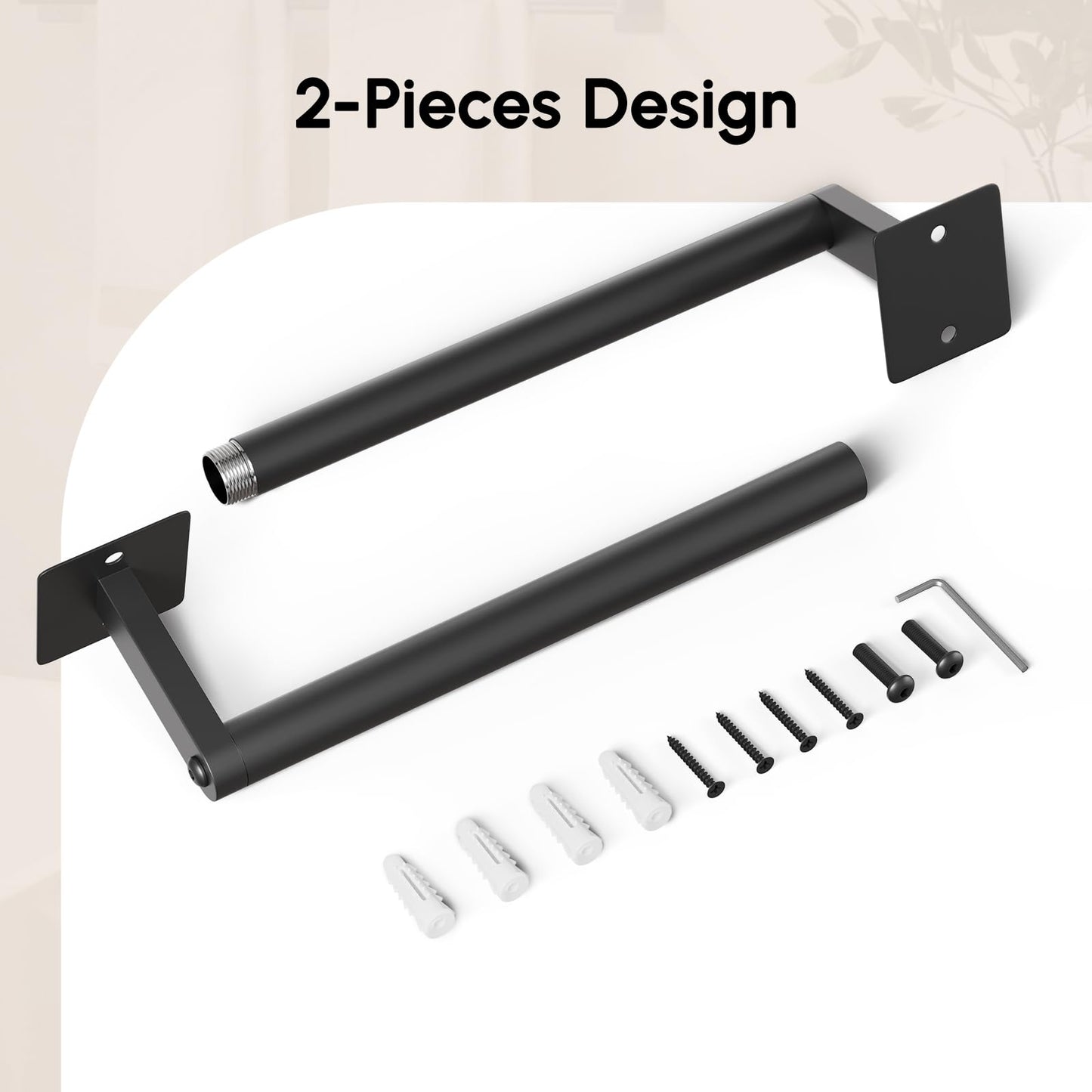 USHOWER Matte Black Towel Bar, 24 Inch Towel Racks for Bathroom Wall Mounted, Heavy Duty Stainless Steel Towel Holder, Easy Installation (Total Length 26 Inch)
