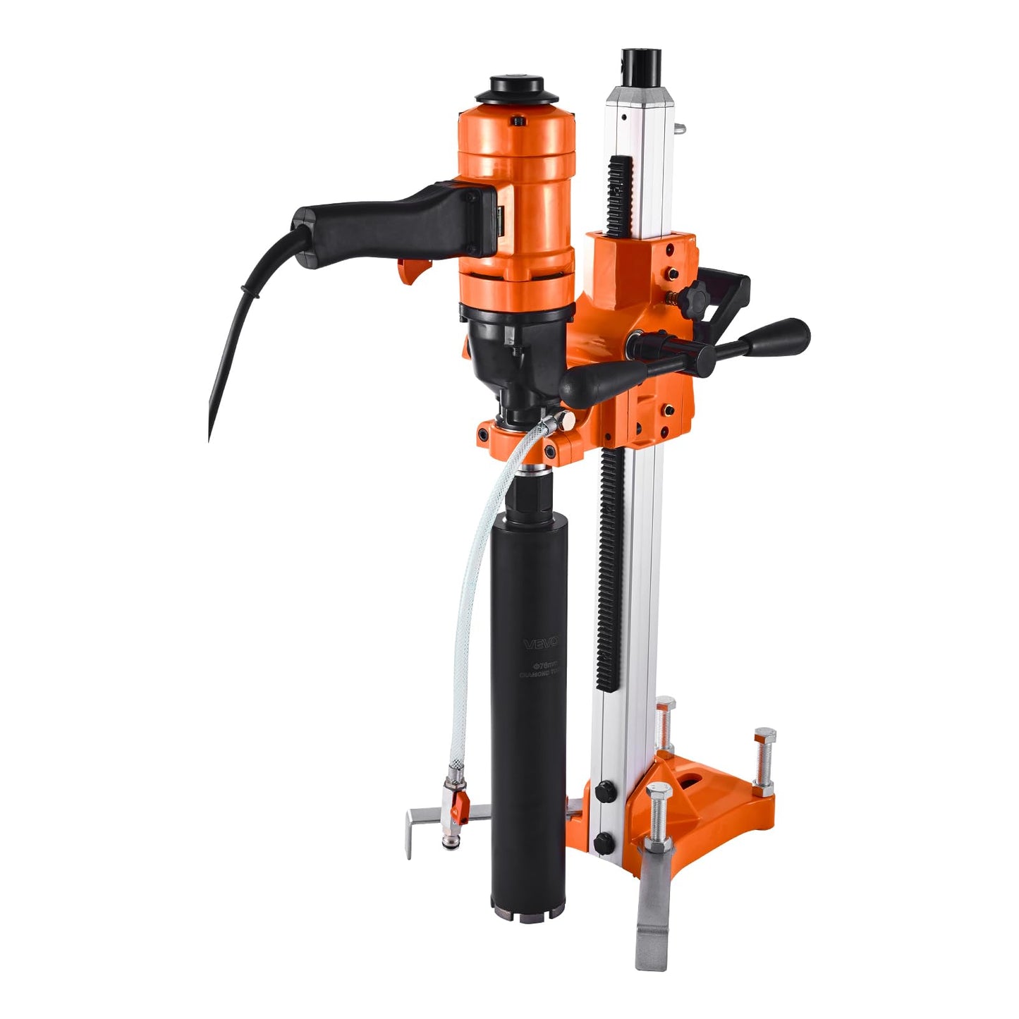 VEVOR Diamond Core Drilling Machine, 8 in Drilling Diameter, 2-in-1 Handheld & Stand-Mount Dry and Wet Concrete Core Drill Rig with 4 Drill Bits, 1075/2300 RPM 2-Speed, for Concrete Brick Stone, 1800W