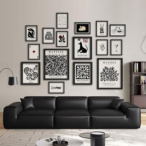Anerza 16 PCS Black and White Wall Art Decor - Matisse Abstract Gallery Prints for Bedroom & Living Room Aesthetic