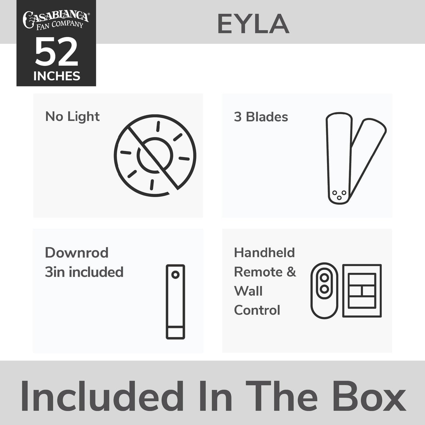 Casablanca - Eyla Indoor/Outdoor Ceiling Fan, 52-inch, 6-speed DC Motor, Energy Star, for porches, patios, sunrooms, bathrooms (Luxe Gold)