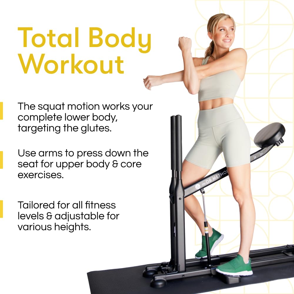 The DB Method Squat Machine, Glute-Focused Deep Squat Machine for Women, Low-Impact Workout Equipment for Home Gym, Total-Body Fitness Trainer, Compact & Foldable, Easy Setup, 275 lb Capacity