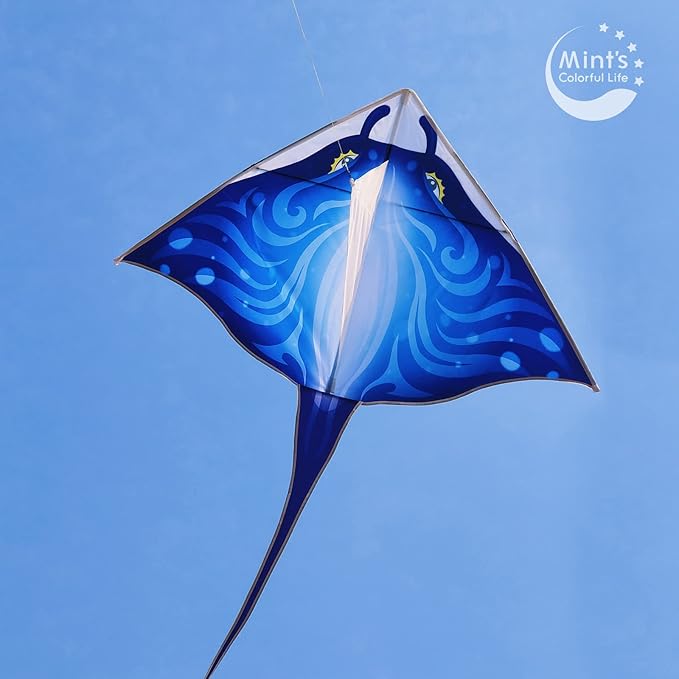 Mint's Colorful Life Devil Fish Kite for Kids and Adults,Easy to Fly Delta Kites Single Line Large, 300ft Kite String Handle Include