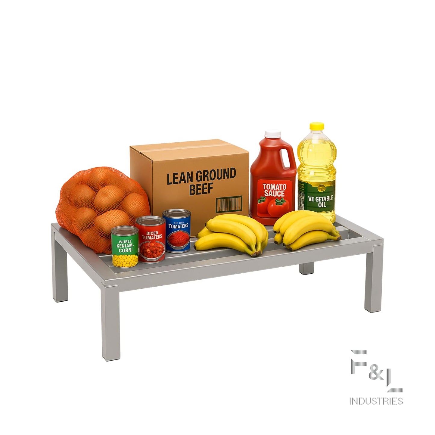F&L Heavy-Duty Aluminum Dunnage Rack – 1850 lb Capacity, All-Welded Aluminum Storage Platform Designed for Warehouses, Restaurants, Retail Backrooms, and Industrial Use (24"x14"x8")