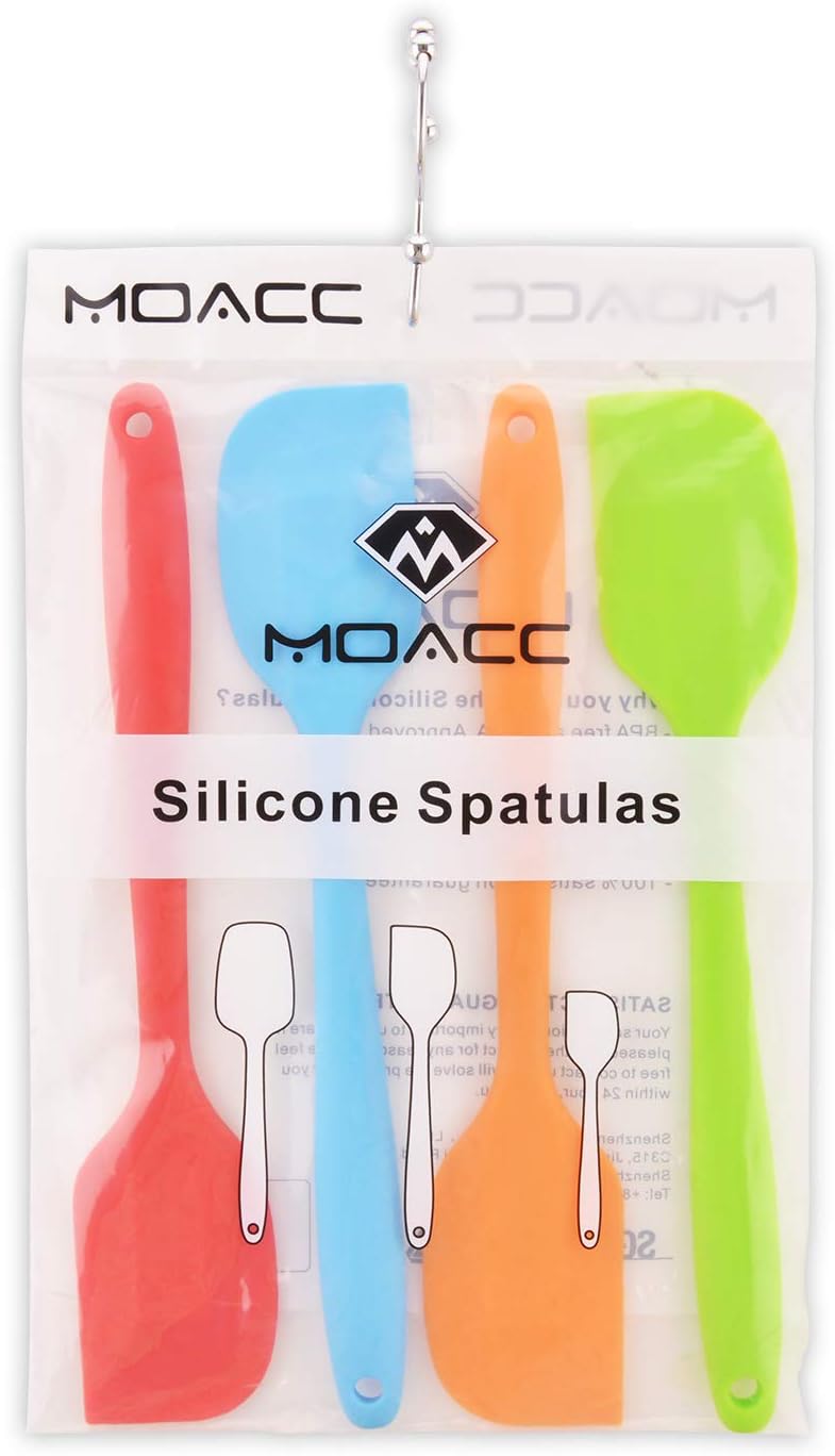 Skiennix Silicone Spatulas - 11-Inch Heat Resistant Non-Stick Baking Tool Set | 4-Piece Flexible Scrapers