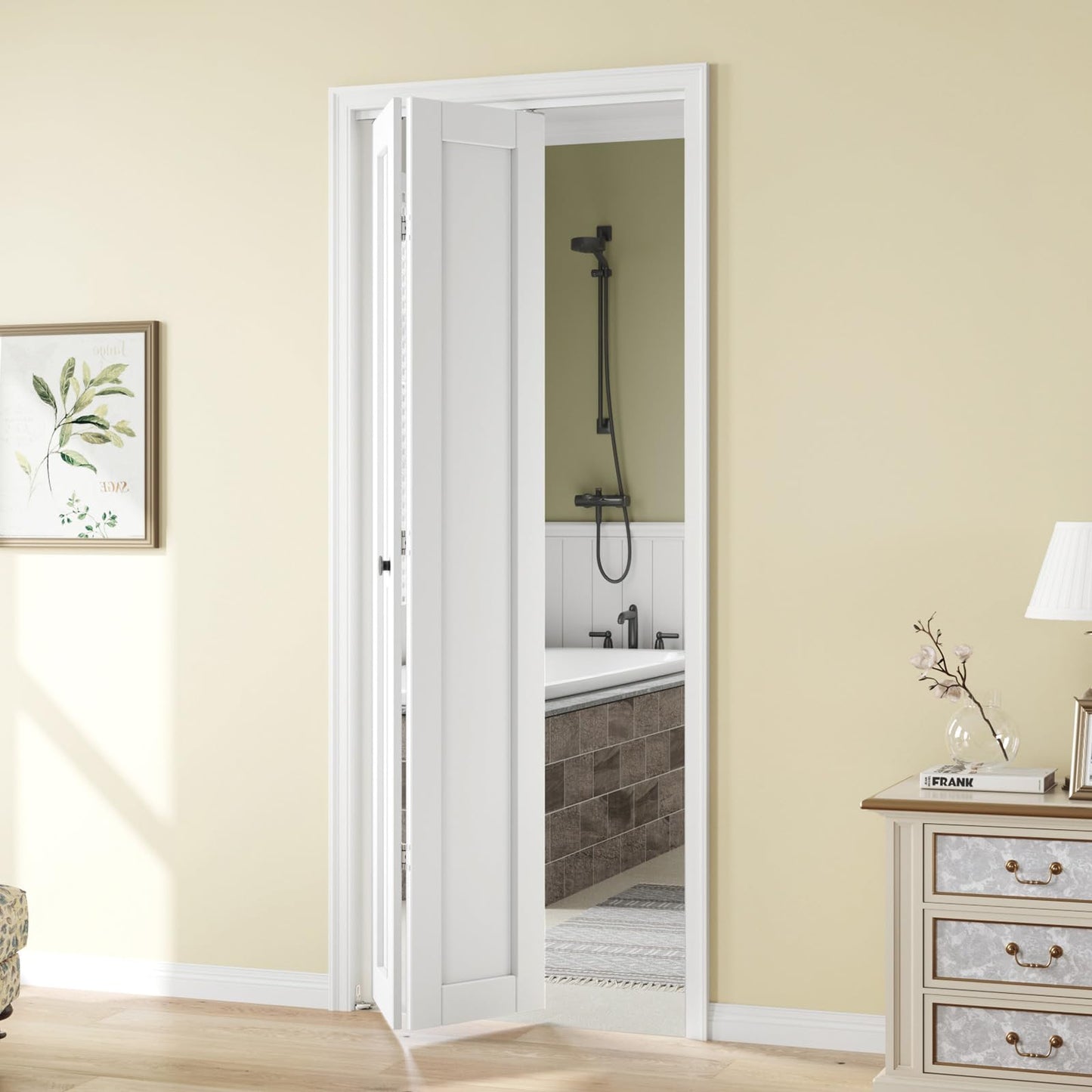 Roymelo Bifold Doors for 32"x 80" Opening,1-Panel Sliding Interior Closet Folding Barn Door Slab with Concealed Hardware Kit,MDF Wood Panel,White Water-Proof PVC Surface,Preassembled,Easy Installation
