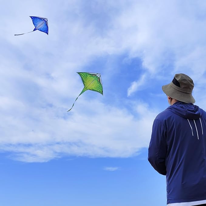 Mint's Colorful Life Devil Fish Kite for Kids and Adults,Easy to Fly Delta Kites Single Line Large, 300ft Kite String Handle Include