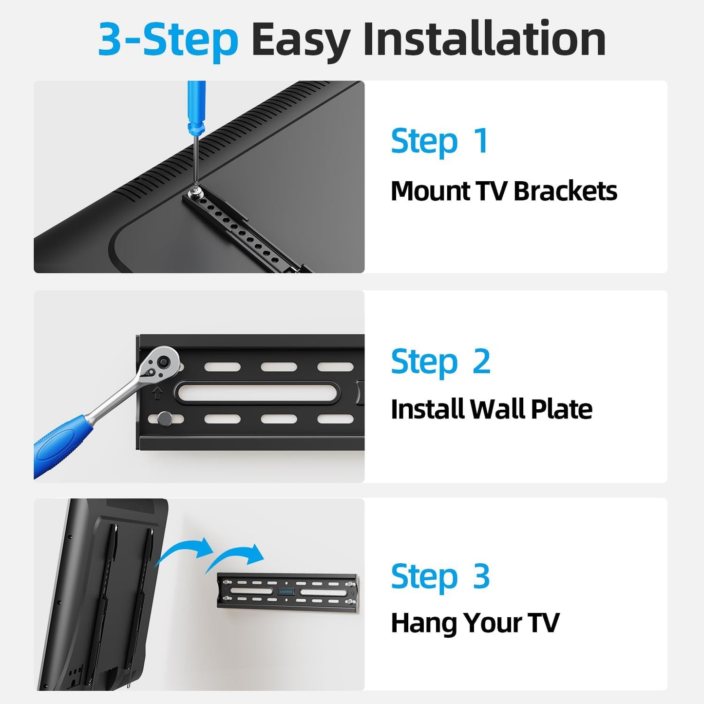 USX STAR Fixed TV Wall Mount - Ultra Slim Design for 26-60 Inch Screens | Quick Release Lock, Max VESA 400x400mm, Supports 99 lbs