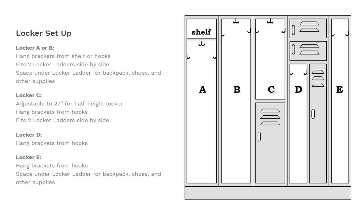 Hanging Locker Ladder Organizer For School, Work, Gym Storage | 3 Shelves | 38” x 5.5” x 9” (Blue)
