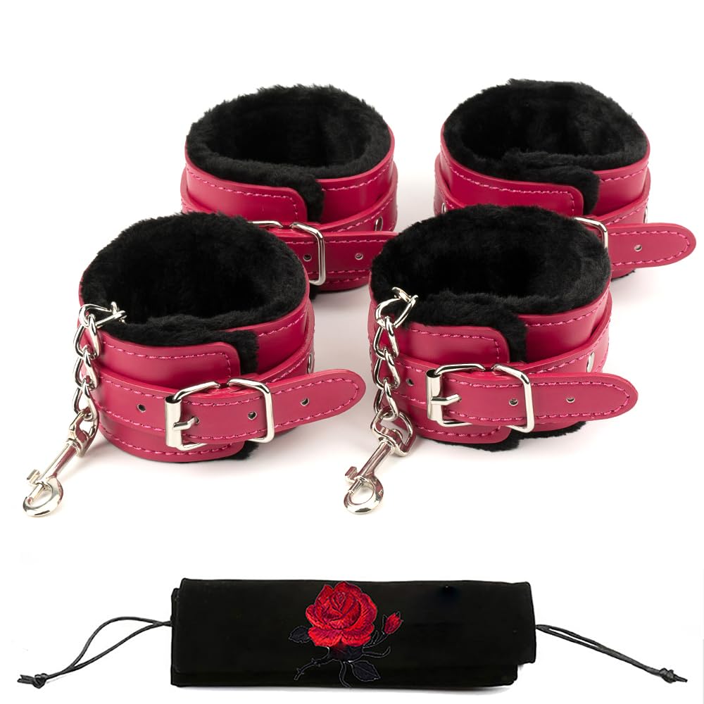 PUQQI Ankle Straps Wrist Cuffs Leather Padded Fitness Sports Training and Home Gym Workouts - Adjustable Straps for Comfortable Fit and Support