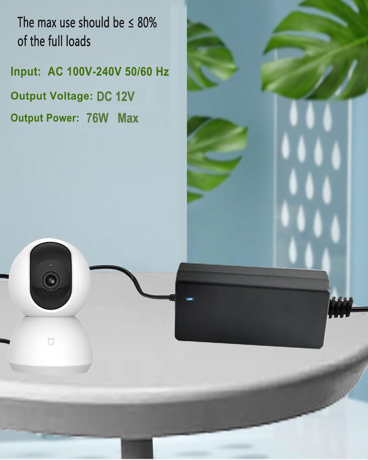 MTYTOT 12V 8A 96W 100V-240V 12 5.5mm x2.5mm/2.1mm DC Power Supply Adapter, AC to DC Volt Transformer, AC/DC Converter
