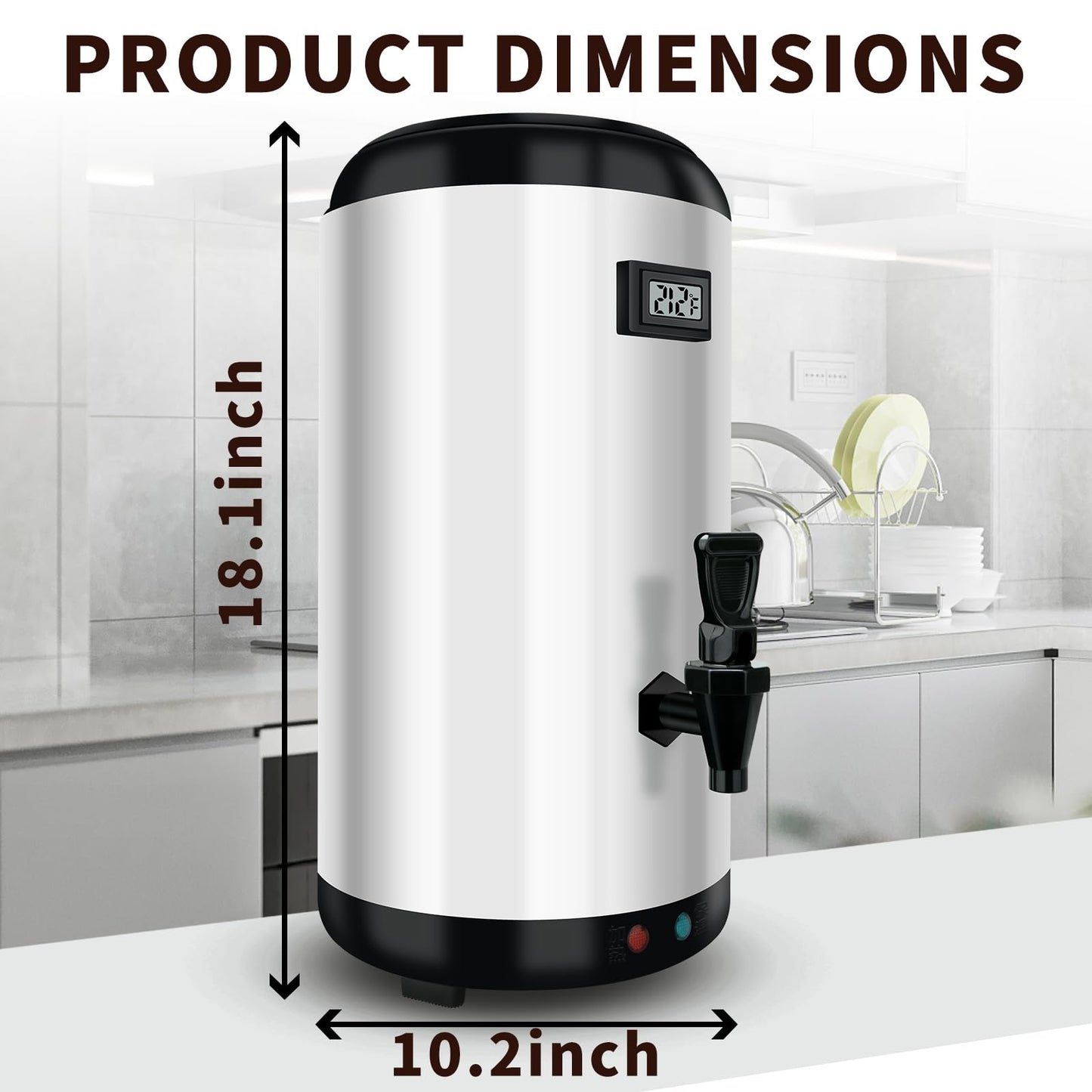 Nalison Insulated Beverage Dispenser-WITH HEATING,75 Cup Hot Drink Beverage for Catering-Stainless Steel Hot Beverage Dispenser 12 L/3.2 Gallon Hot Coffee Dispenser with Spigot for tea, Water,(silver)