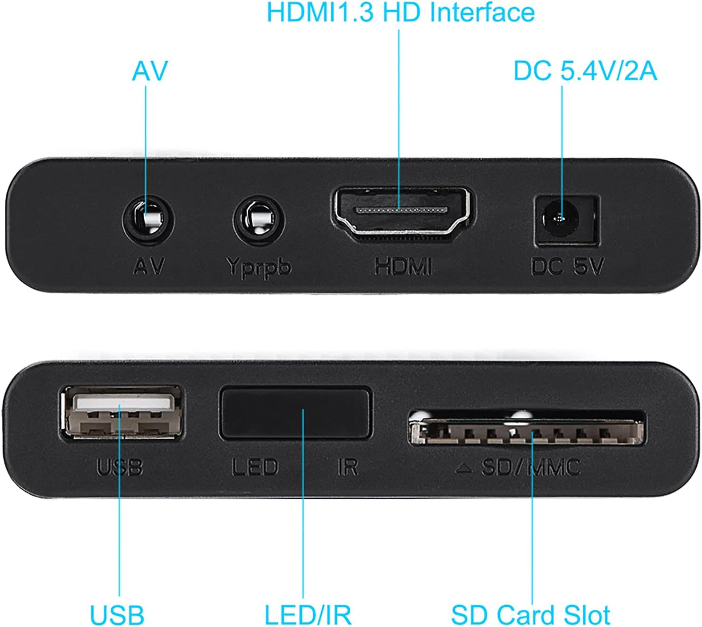 Fupi 1080P 7.1 1080P MMC MP3 Full-HD Digital Media Player, HDMI/AV/VGA Output, Surround Sound, HDMI Media Player