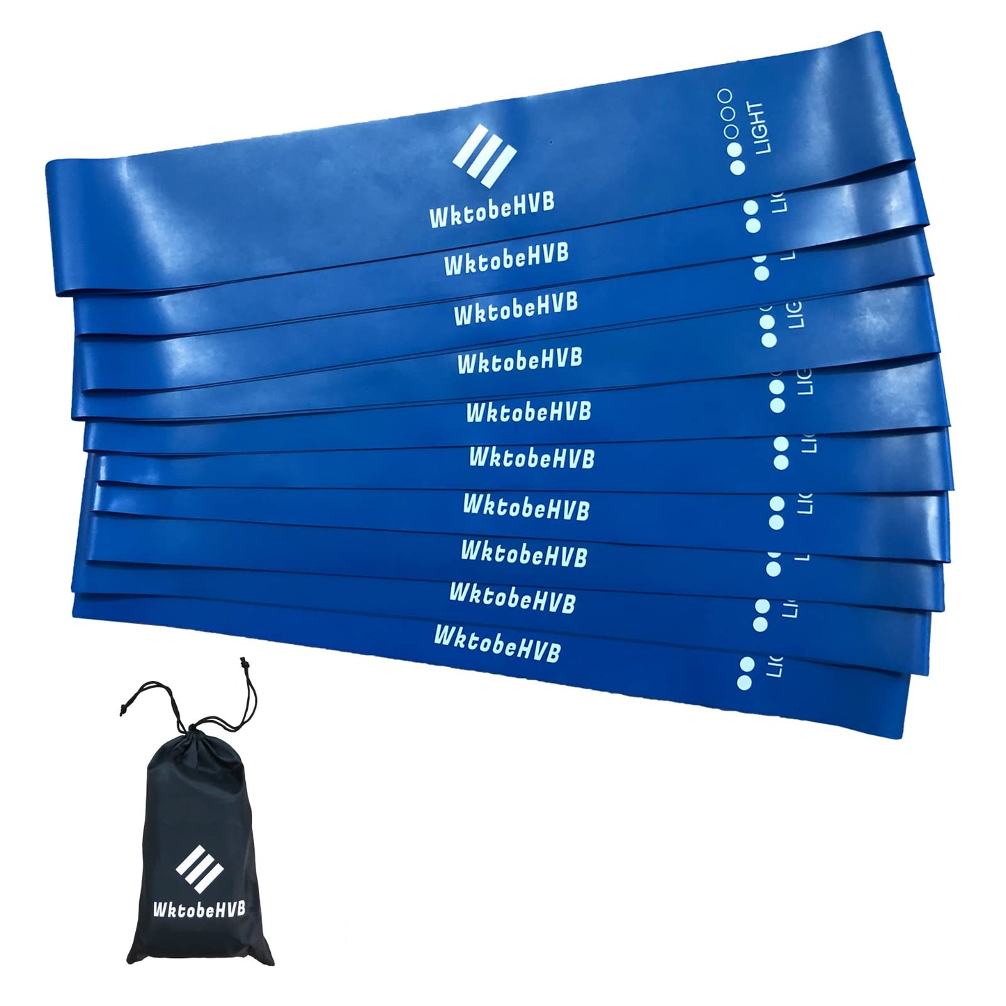 WktobeHVB Resistance Loop Exercise Bands-Stretch Bands for Working Out with Carry Bag-Elastic Bands for Physical Therapy, Rehab, Yoga, Pilates and Strength Training (10×2 Inch, Blue 10 Pack (Light))