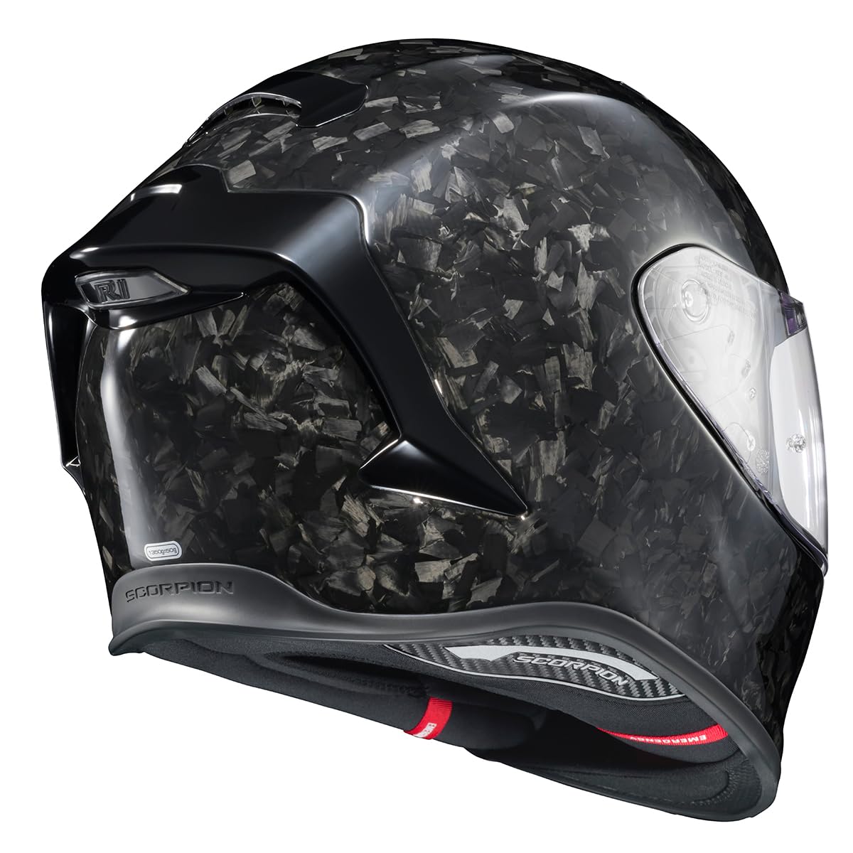 ScorpionEXO R1 Air Carbon Fiber Full Face Motorcycle Helmet with Pinlock Shield Bluetooth Ready Speaker Pockets DOT ECE Onyx (Onyx Gloss Black - X-Large)