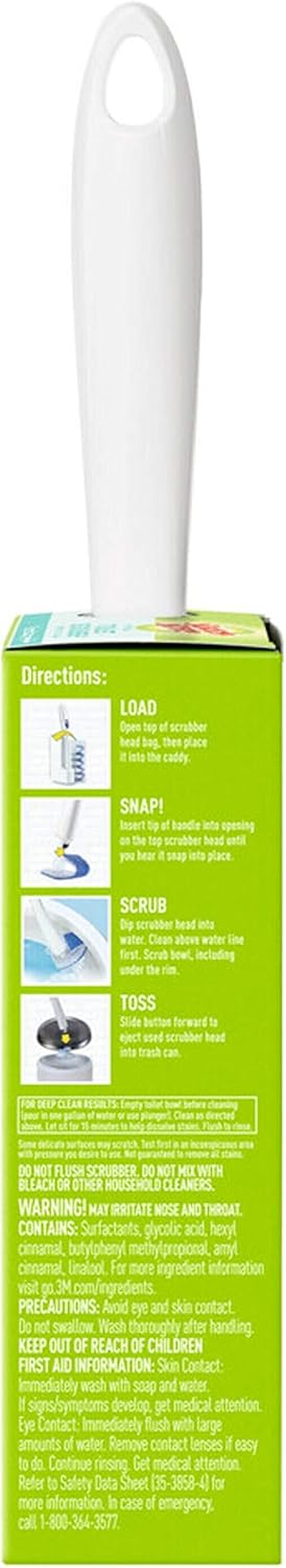 Scotch-Brite Toilet Scrubber Starter Kit - Disposable Refills with Bleach Alternative | Includes 1 Handle & Caddy