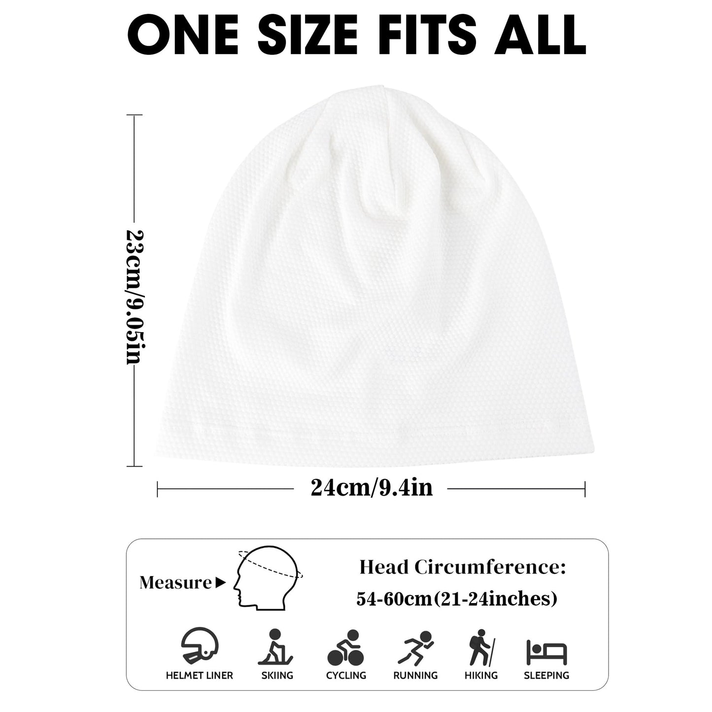 WTACTFUL Cooling Skull Cap for Men Women Breathable Running Caps Sweat Hat Skull Caps Thin Slouchy Beanie for Dreadlock Cycling Motorcycle Riding Hiking Helmet Liner Sport 3Pack Black Gray White