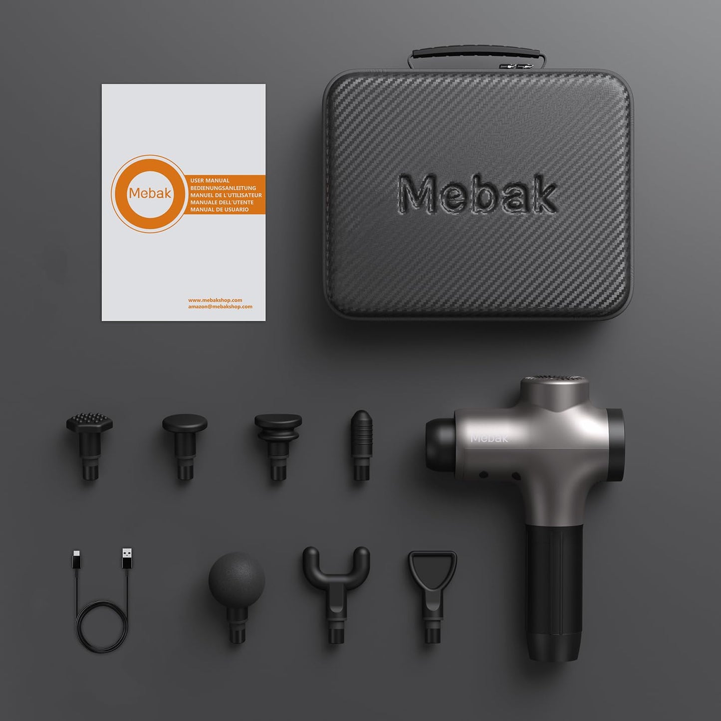 Mebak 3 Massage Gun, Massage Gun Deep Tissue for Athletes, Professional Muscle Percussion Massager, Massager for Shoulder Leg Back Body Pain Relief, Quiet Portable Sport Tool, Gifts for Him