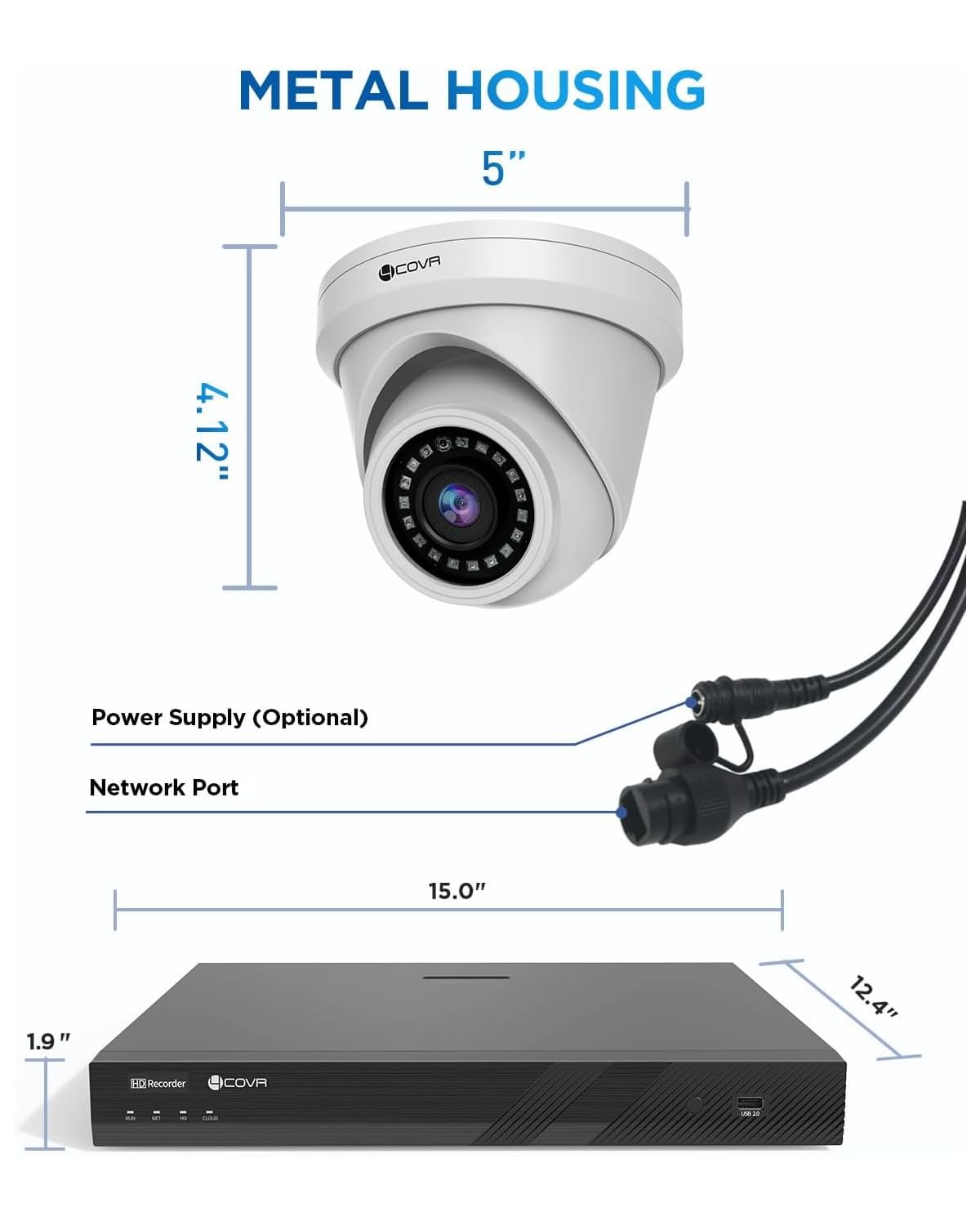 4COVR 16 Channel Security Camera System,AI Human Vehicle Detection, 16CH 8MP NVR 4TB HDD, 12Pcs 5MP Wired Commercial Dome IP PoE Camera IP67 Night Vision, Business Surveillance Outdoor, LY97AX5M1612