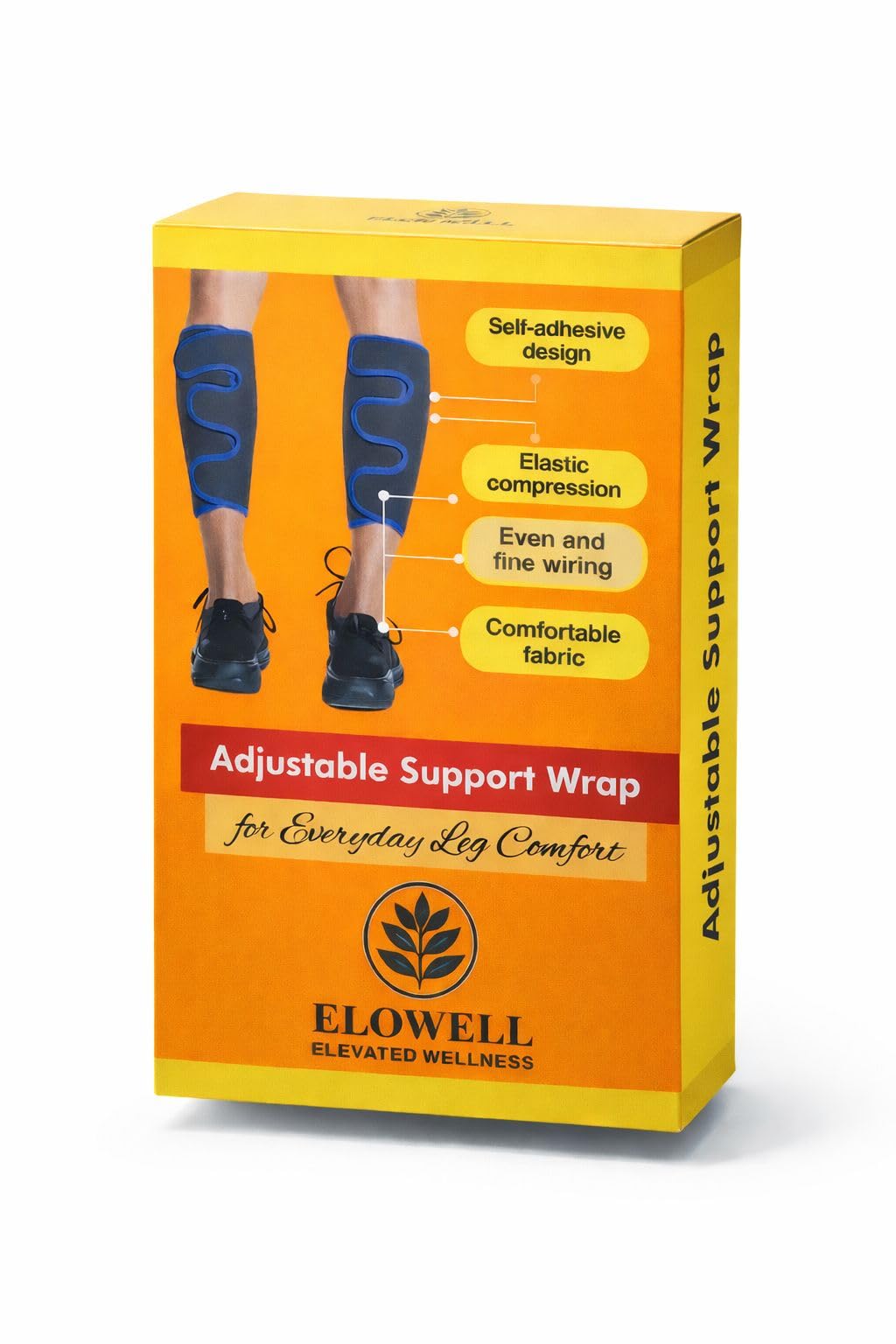 ELOWELL Calf Compression Sleeve - Neoprene Support wrap for shin splints, Calf Pain Relief, Running & Gym - Adjustable Leg Brace for Men & Women