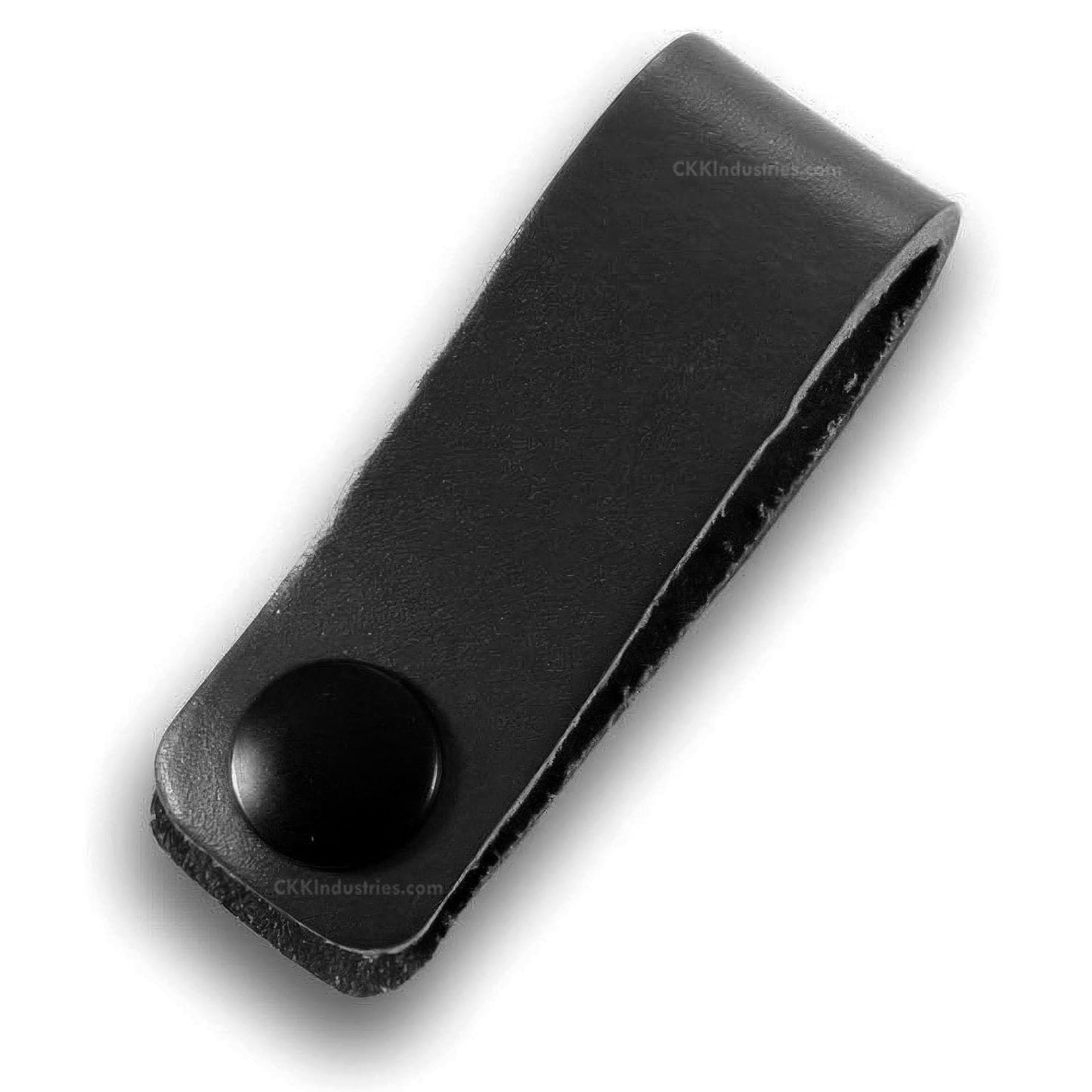 IWB Belt Loop - (8-9oz Leather) - Black w/Black Pull-The-Dot Snap & Mounting Hardware - 6.0 x 0.875 Inches - for IWB Holster Carry - (Fit 1.25-2.00 Inch Belts (Adjustable)